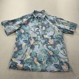 Reyn Spooner Shirt Mens 2XL Floral Reverse Print Pop Over Inside Out Camp Aloha